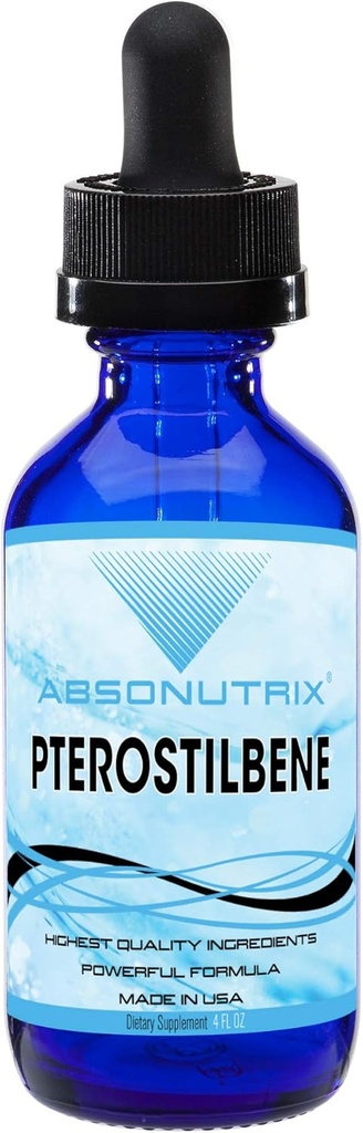 Absonutrix Pterostilbene 300 mg, 4 Fl Oz gouttes liquides, 200 Portions de Potent, Haute Biodisponibilité, Tiers Testés, Absorption rapide, Certifié GMP, Non-OGM, Produits sans cruauté, Fabriqué aux États-Unis