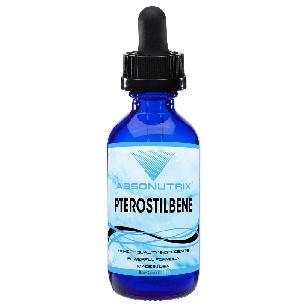 Absonutrix Pterostilbene 300 mg, 4 Fl Oz gouttes liquides, 200 Portions de Potent, Haute Biodisponibilité, Tiers Testés, Absorption rapide, Certifié GMP, Non-OGM, Produits sans cruauté, Fabriqué aux États-Unis