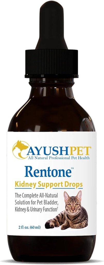 Ayush Pet Rentone - Kidney Support for Dogs & Cats, Liquid Drops for Urinary & Kidney Health, Urinary Health Supplement for Small or Large Pets, Natural Care - 2 fl oz