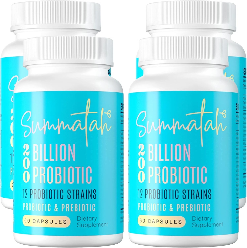 200 milliards d'UFC probiotiques - Probiotiques pour les femmes et les hommes, 12 souches probiotiques avec prébiotique, pour Imune Gut digestif santé Bloatation et gaz, plateau stable - 240 jours d'approvisionnement