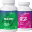 Microbiome Labs RestrorFlora Probiotics Supplement, Saccharomyces & Spore-Based Probiotics (50 Capsules) + FODMATE Enzymes digestifs pour aider à briser les FODMAPs (120 Capsules) - 2 lot de produits