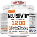 Supplément de soutien à la neuropathie avec l'acide alpha lipoïque de 1200 mg HP-99 - Formule Nerve ALA Max Strength pour les mains de pieds Jambes - Ultra Potent 18 en 1 Vitamines naturelles de nerf périphérique - 180 Capsules