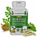 Moringa Capsules, Pure Leaf Powder, Green Superfood, Énergie, Métabolisme, & Immune Support, Non-OGM, Vegan, Sans gluten - 120 Capsules