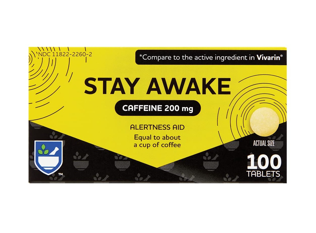 Aide au rite Rester Réveillez-vous Comprimés Caféine, 200 mg - 100 Comprimés