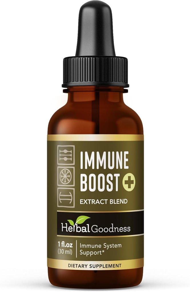 Bonté à base de plantes Immune Support Liquide 1 oz – Supplément naturel à base de plantes pour la santé immunitaire et gorgée, Vitamines liquides pour adultes et enfants, avec Echinacea, Astragalus et Graviola – 1 bouteille