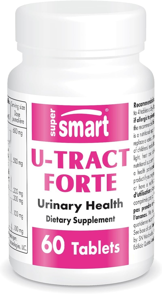 Supersmart U-Tract Forte (formule avancée) - avec D-Mannose, concentré de canneberges CranMax, racine de dandelion - supplément à base de plantes