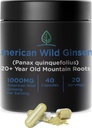 Bobine Holistic Wild Ginseng Capsules Pure Organic Ginseng Supplément fait avec des racines sauvages récoltées 20 ans et plus d'Appalachia (Panax Quinquefolius)