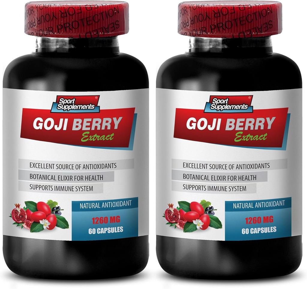 Immune Defense - Goji Berry Extract Complex - Pills de vitalité naturelle, puissant antioxydant, extrait de grenade, complexe de désintoxication corporelle, soutien de bien-être holistique, Bot 120 Caps