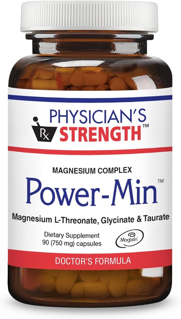 La force du médecin Power-Min - 90 capsules - Soutien corporel total - Complexe Magnésium avec Magnésium L-Thréonate, Glycinate et Taurat - Très Absorbable - 30 portions