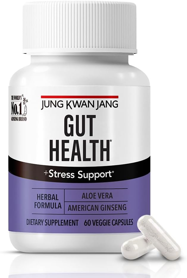 JungKwanJang Gut Health Support with Aloe Vera (833mg) and American Ginseng for Gut Health, Digestion, Immunity, 60 Capsules pour hommes et femmes