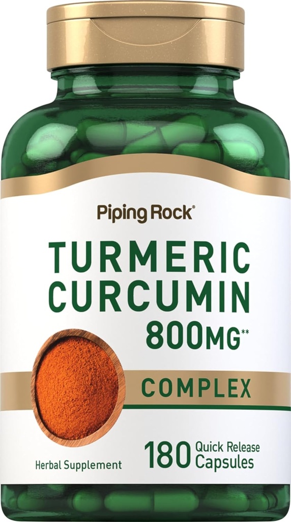 Supplément curcumine curcumine curcuma de roche piquante 800 mg 180 capsules Complexe d'extraits d'herbes non OGM, sans gluten