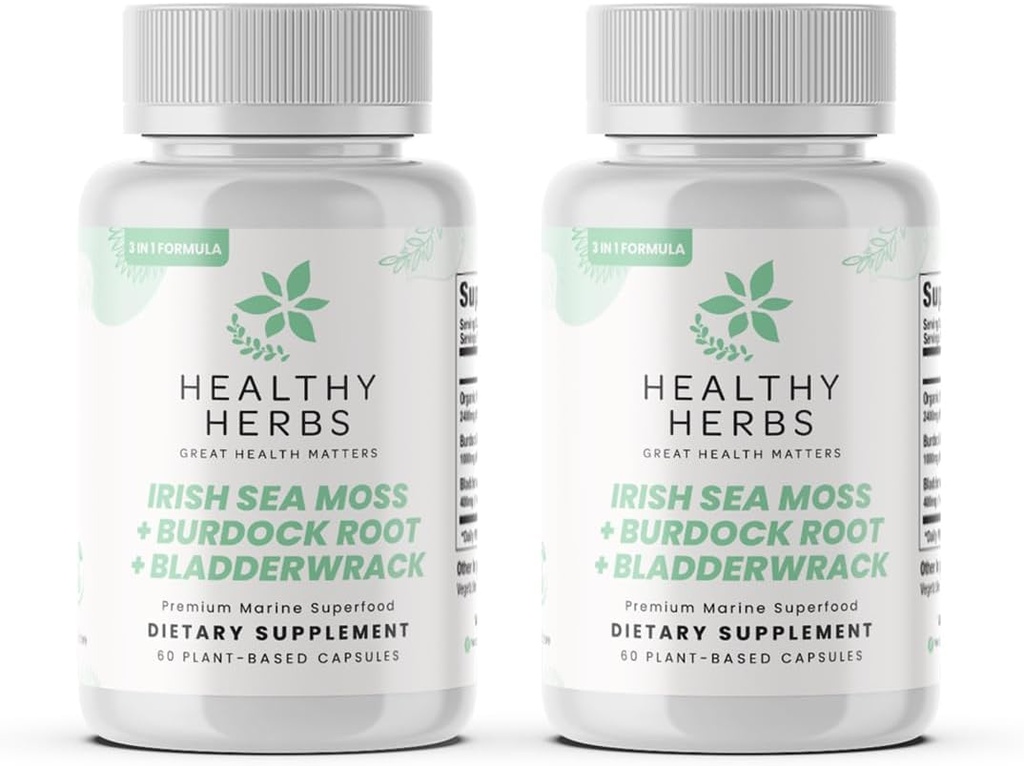 Herbes saines Wildcrafted Sea Moss Capsules: 2280mg Avancé Ocean Greens Complexe Irish Sea Moss Superbe.
