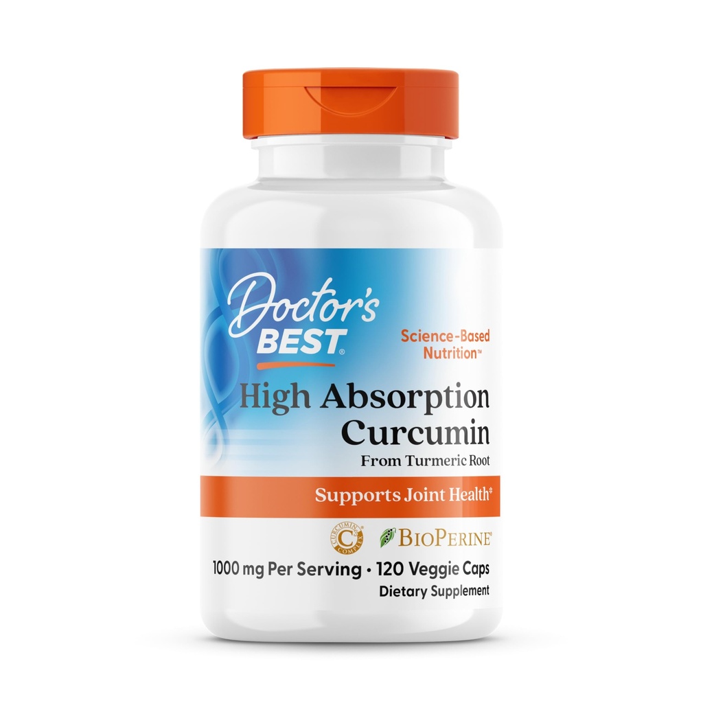 Médecins BEST Haute Absorption Curcumine de la racine curcuma, soutient la santé articulaire, non-OGM, sans gluten, sans soja, végan 120 capsules de légumes