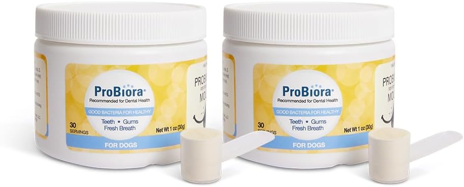 Probiora for Dogs | Dog Probiotic Supplement for Oral Care | Pet Probiotics to Reduce Bad Breath | Dog Nutritional Supplement for Dental Health | 30 Servings (Pack of 2, Jar)