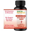 SHIFAA NUTRITION Energiser, énergie naturelle quotidienne Vitamines sans jitter, 60 portions Soutient la concentration, l'humeur, le cerveau, le métabolisme, la caféine et la taurine, B1, B2, B5, B6, B7, B9, B12 Vitamines halales