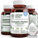 Curcumine naturelle Nutra curcumine avec supplément d'extrait de curcuminoides à 95 % avec romarin pour la santé du cerveau, améliore la mémoire et améliore la concentration, améliore la digestion 350 mg, 30 comprimés végétaliens