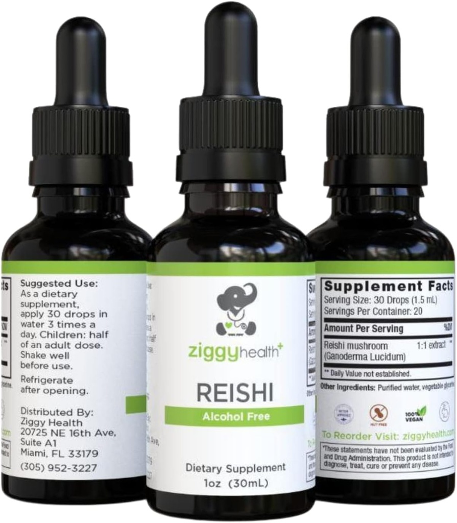 Reishi Mushroom Extract - Liquid Tincture - Supplement for Immunity Defense & Brain Support, Support Healthy Liver Function, Energy Booster, & Sleep Better, 1oz by Ziggy Health