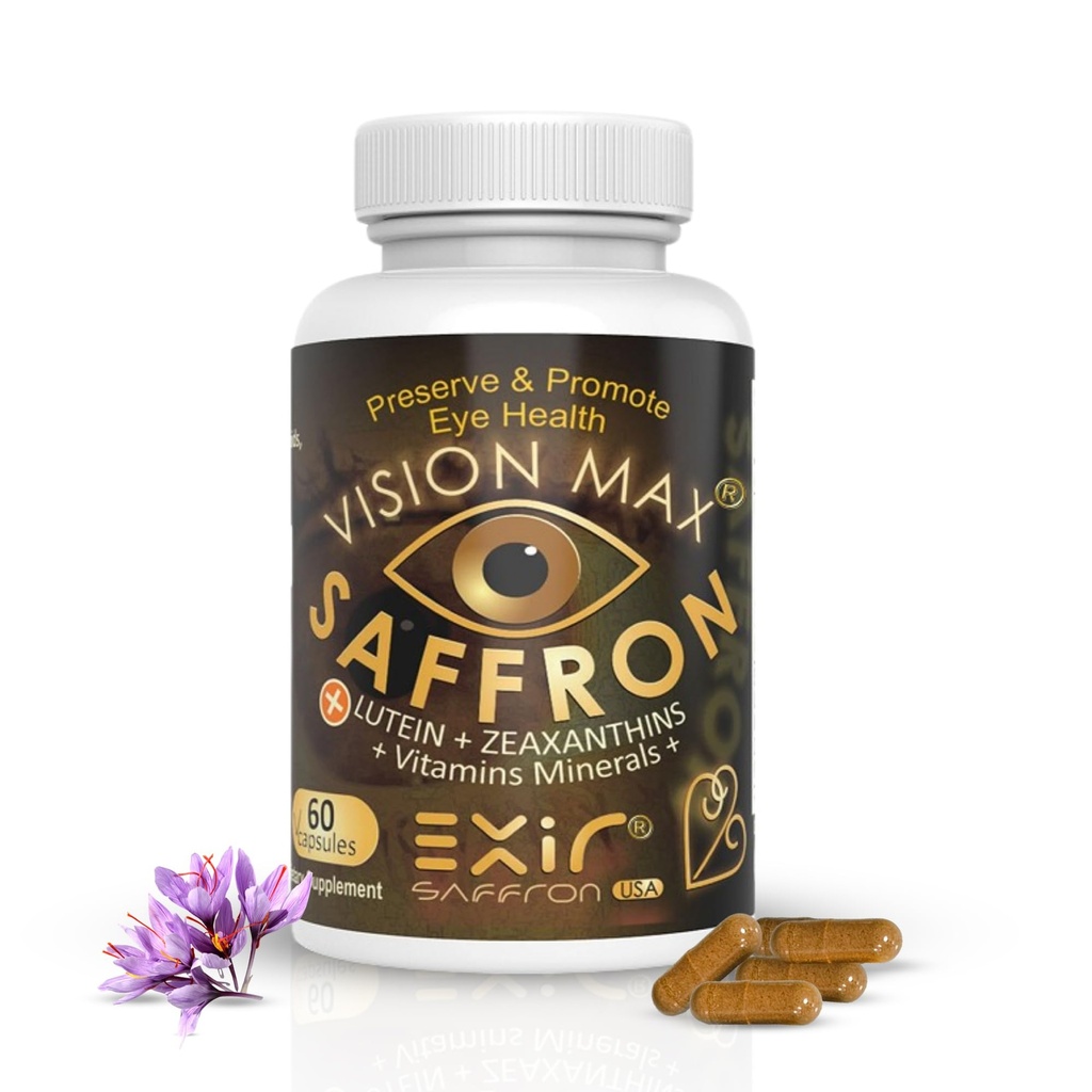Supplément aux yeux avec AREDS 2 Vitamine oculaire et minéral Plus Safran, Extrait de graines de raisin, Sélénium, 60 Capsules