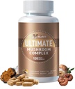 Complément complexe de champignons 2600mg, 120 Capsules - 10 Mélange de champignons - Reishi, Lions Mane, Cordyceps, Chaga, Turquie Tail, Maitake, Shiitake, Oyster Nootropic Complex - Cerveau, Énergie, Pills Focus