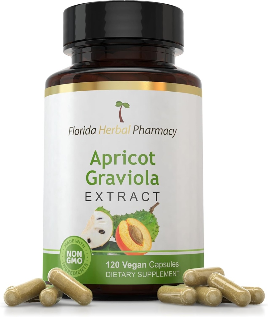 Florida Herbal Pharmacie, Apricot-Graviola Supplément Capsules 10:1 (120 Capsules) 500 mg par Capsule, 1000 mg Portion (Paquet de 1)
