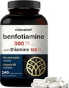 NatureBell Benfotiamine 300mg avec de la thiamine 100mg par portion : 240 capsules de légumes – supplément de vitamine B1 essentielle à la benfotiamine – Végétarien amical