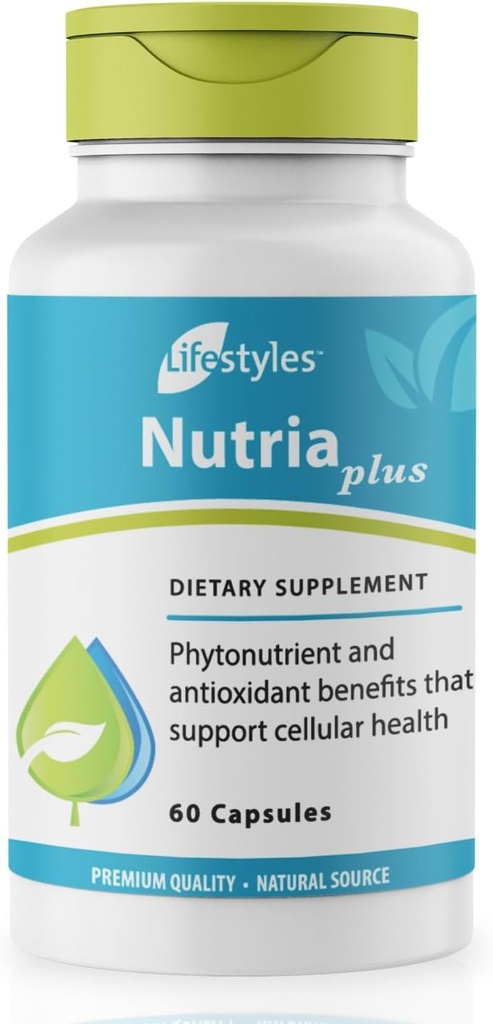 Modes de vie NutriaPlus Supplément antioxydant - Soutien immunitaire à base de plantes et multivitamine avec sélénium, vitamine C, thé vert, ail et plus – Fabriqué au Canada – 60 capsules (60 capsules (paquet de 1))