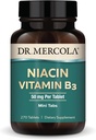 Dr Mercola Niacin Vitamine B3, 90 portions (270 comprimés), supplément alimentaire, mini-onglets, vitamine B essentielle, non-OGM