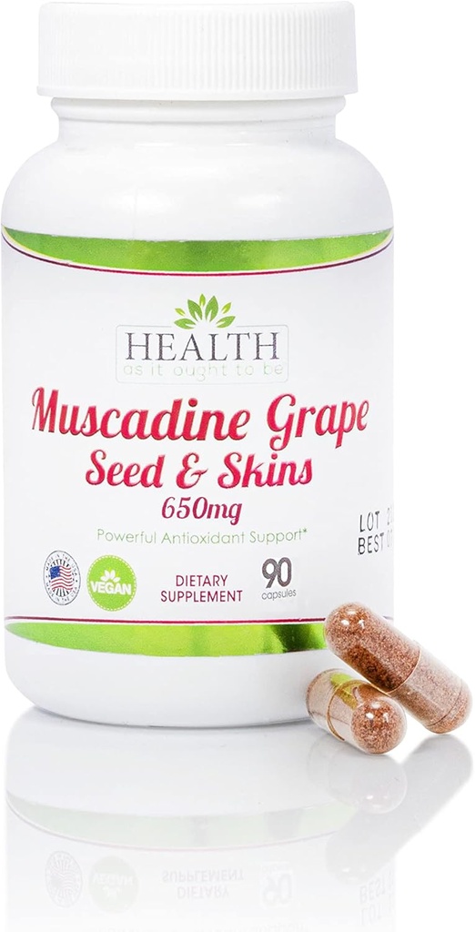 Santé comme il devrait être Muscadine Graines de raisin et peaux 650 mg Supplément . Physicien formulé puissant antioxydant soutien au-delà de la moyenne de raisin