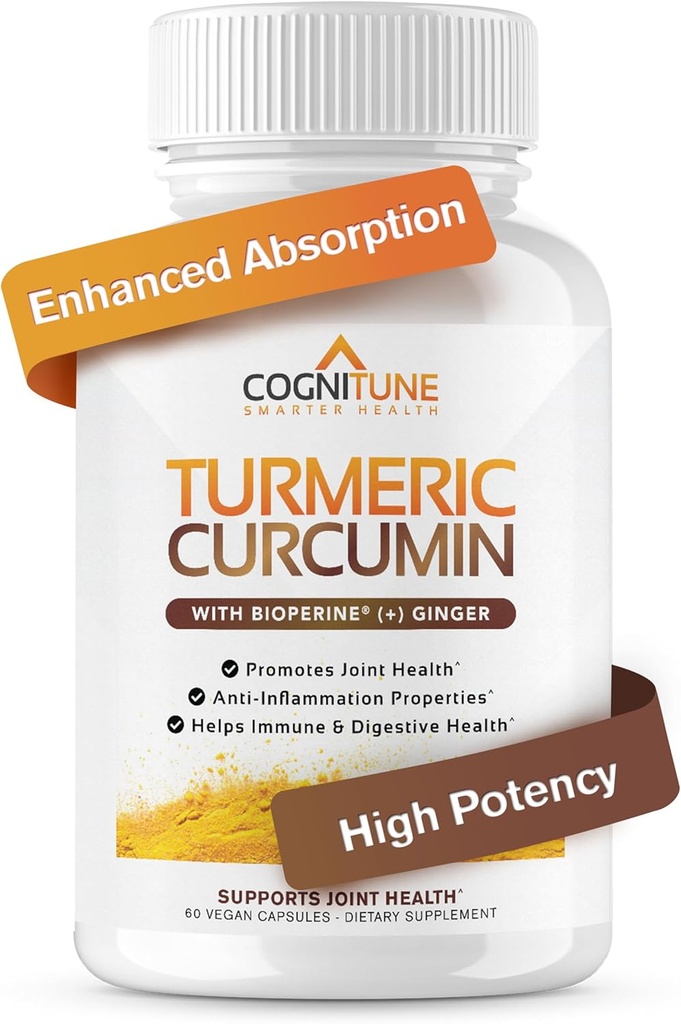 Organic Turmeric & Ginger Capsules - Turmeric Curcumin with Ginger & BioPerine, 95% Curcuminoids - Joint, Digestion, Immunity Support, Black Pepper Extract for Increased Absorption