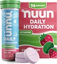 Nuun Vitamines Comprimés électrolytiques avec vitamine D, C, E, A et B6, acide folique, magnésium et 4 autres électrolytes essentiels, sans gluten et végétalien, melon de fraise, 8 paquets (96 portions Total)