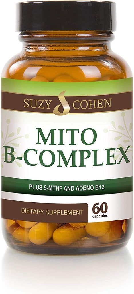 Suzy Cohen, complément alimentaire complexe Mito B, 5-MTHF, Adeno B12, soutien à la méthylation, soutient un système nerveux sain, stimuler l'énergie, vitamine B, 60 portions