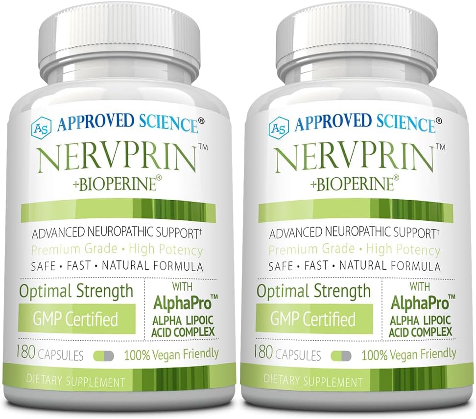 Science approuvée Nervprin - Support Nerve - Benfotiamine, B12, Acide R-alpha-lipoïque, Corydalis, Boswellia, BioPerine - 360 capsules - Fabriqué aux États-Unis