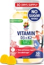 Vitamine sans sucre D3 K2 Gommies 5000 UI - Gommies de soutien aux immunones et aux os - Supplément de vitamine D Gommy pour adultes - Vitamines à haute absorption, végane, halal, sans gluten