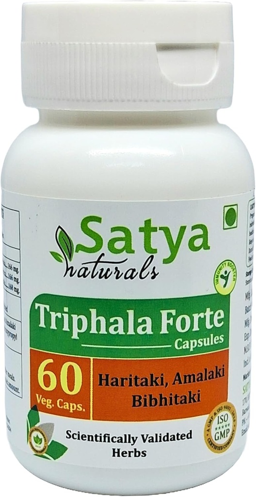 Triphala Forte Capsules 500 mg. 60 Gél. Capsules Amalaki, Haritaki, Bibhitaki Extrait Capsules pour hommes et femmes.