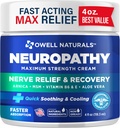 Owell Naturals Neuropathie Crème de soulagement nerveuse, force maximale, sans graisse, ingrédients naturels Arnica, Aloe Vera, MSM, vitamine B6 pour les pieds, les mains, les jambes, les orteils, 4 Fl Oz (paquet de 1)