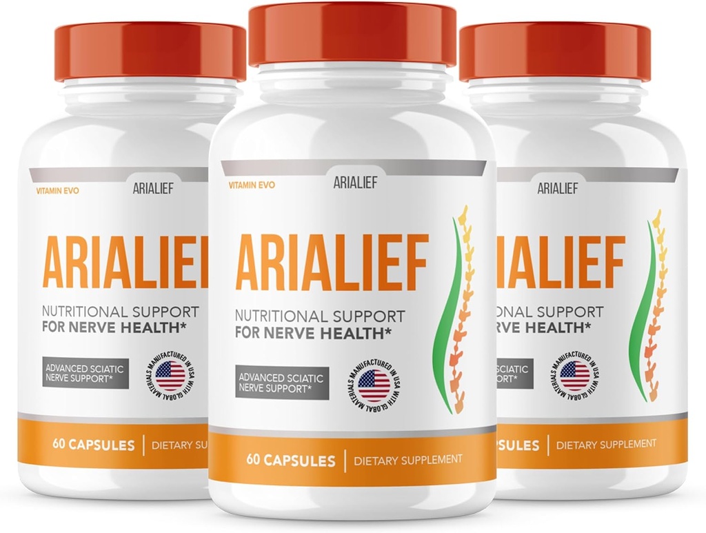 (3 PACK) Arialeaf Sciatica Nerve Support, Arialeaf Advanced Nerve Health, Arialeaf Prime Palm Sciatica, Aria Leaf Primepalm Aria Lief, Nerve Relief Supplément Soin Sciatique (180 Capsules )