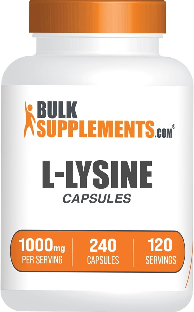 BulkSupplements.com L-Lysine HCl Capsules - Sports Nutrition Supplement, Lysine 1000mg - for Immune Support, Gluten Free, 2 Capsules per Serving, 240 Count (Pack of 1)