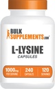 BulkSupplements.com Capsules de L-Lysine HCl - Supplément de nutrition sportive, Lysine 1000mg - pour le soutien immunitaire, sans gluten, 2 capsules par portion, 240 Nombre (paquet de 1)