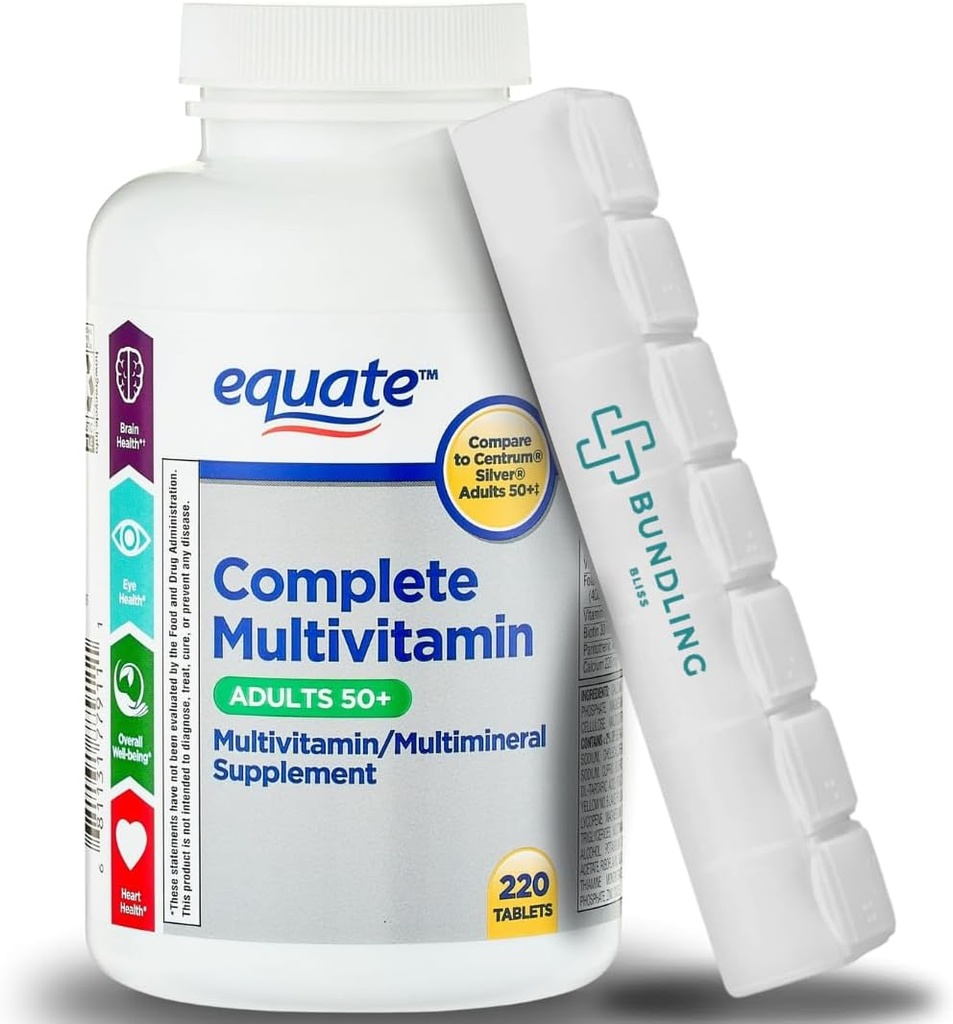 Supplément alimentaire complet multivitamine, Adultes, 220 Nombre, Organisateur de pilules de 7 jours inclus - 1 paquet