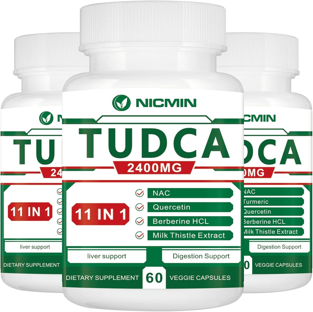 TUDCA Supplements 2400MG, Complexe de sel biliaire pour le nettoyage du foie et de la vésicule biliaire, anti-âge pour les hommes et les femmes, santé digestive 180 capsules