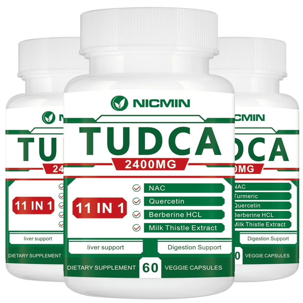 TUDCA Supplements 2400MG, Complexe de sel biliaire pour le nettoyage du foie et de la vésicule biliaire, anti-âge pour les hommes et les femmes, santé digestive 180 capsules