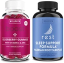 Gummées de mûres aînées WellPath avec Zinc + Rest Valerian Root Sleep Aid pour adultes avec Melatonine et L-Theanine, 60 Ct Chaque