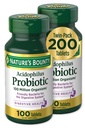 Nature's Bounty Acidophilus Probiotic, Supplément probiotique quotidien, Santé digestive, 200 comprimés, Twin Pack