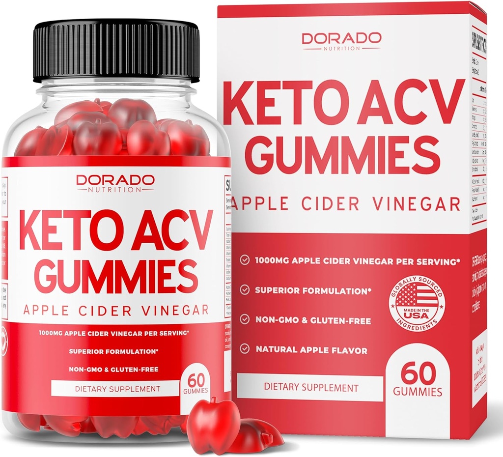 Keto ACV Gummies Advanced Weight Loss - 1000mg Keto Gummies (ACV for Weight Loss and Belly Fat) Fat Burning - Delicious Apple Flavor - Non-GMO, Vegan, Third Party Tested - USA Made (60 Count)