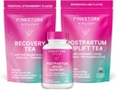 Pink Stork Ensemble d'essentiels postpartum – Hormone Balance, Recovery & Mood Support for New Moms – Vitamines postnatales Ashwagandha + Thés à base de plantes pour le stress, l'énergie, le sommeil – Ensemble cadeau – végétalien, biologique