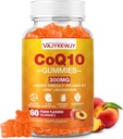 Sans sucre CoQ10 Gummies 3000 mg - Plus Oméga-3, Vitamine B3 & Zinc, Coenzyme haute absorption Q10 suppléments pour l'énergie cellulaire et le soutien antioxydant, Vegan 60 Compte