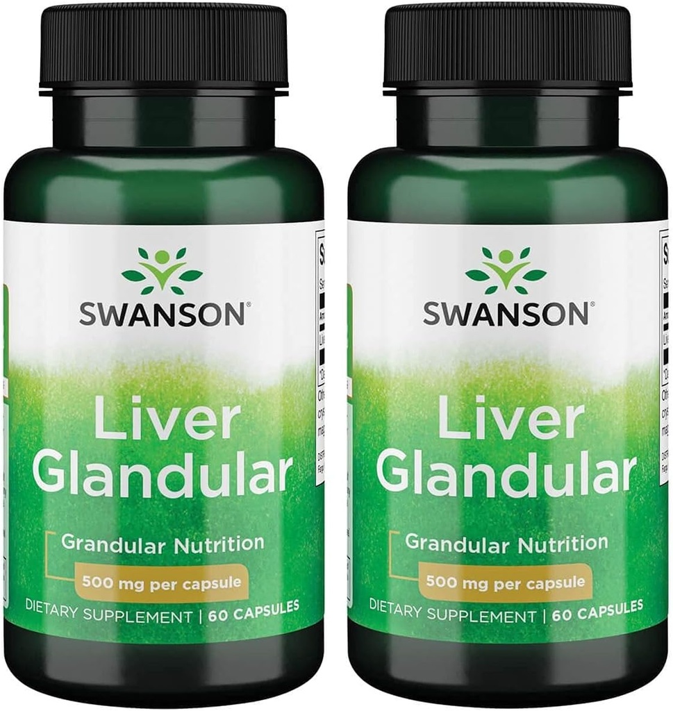 Swanson Foie Glandulaire 500 Milligrammes 60 Capsules (2 Pack)