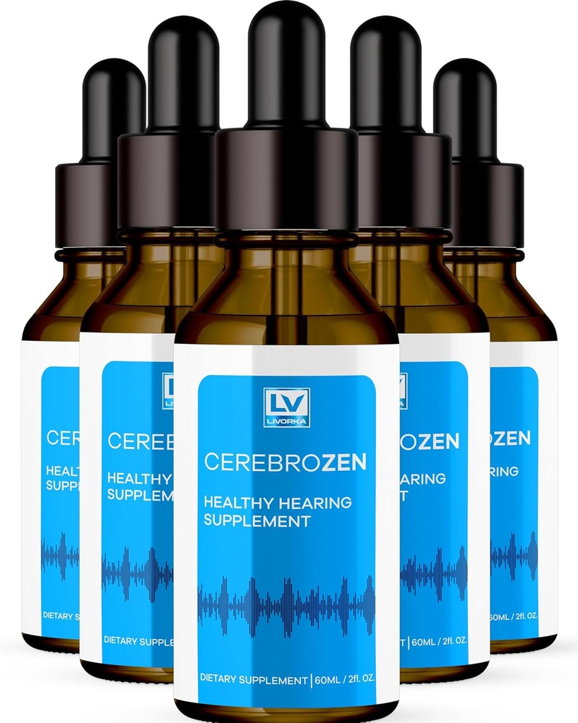 5 Pack - Cerebrozen gouttes d'oreille - Cerebrozen, Cerebrozen 24, Cerebrozen 360 Soutien auditif, Cerebrozen gouttes, Cerebrozen liquide, Cerebrozen gouttes pour oreilles, 5 bouteilles pendant 5 mois