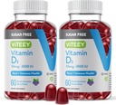 Viteey Vitamine D3 Gommies pour adultes et adolescents - 2,000 UI, 50mcg - Sans sucre, os, articulaire et de santé musculaire, Immune Boost - Végétarien, Sans gélatine, Sans OGM - Gommy aromatisé aux fruits de baies croustillantes