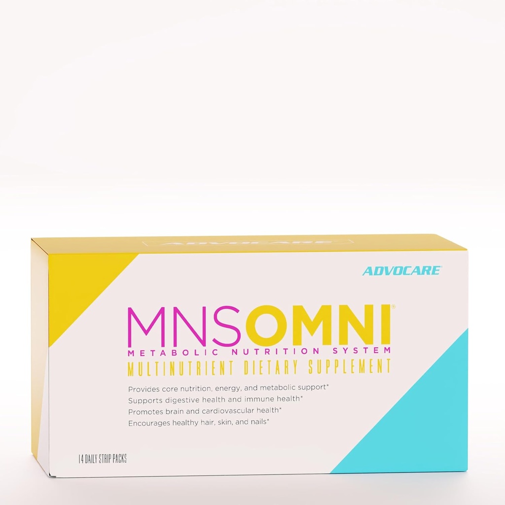 AdvoCare MNS Omni - Supplément diététique premium pour soutenir la santé immunitaire, digestive et cardiovasculaire* - Aide les cheveux, ongles et peau sains* - Contient des vitamines et probiotiques - 14 boîtes quotidiennes